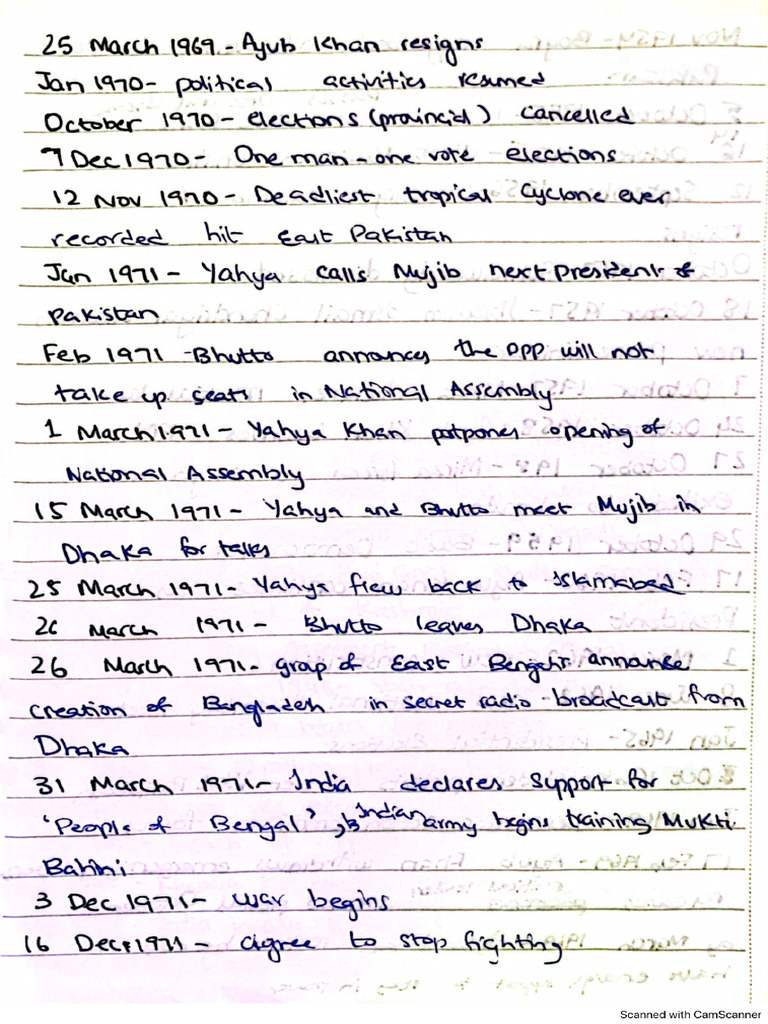Imp Dates 1970s Pak Studies | PDF