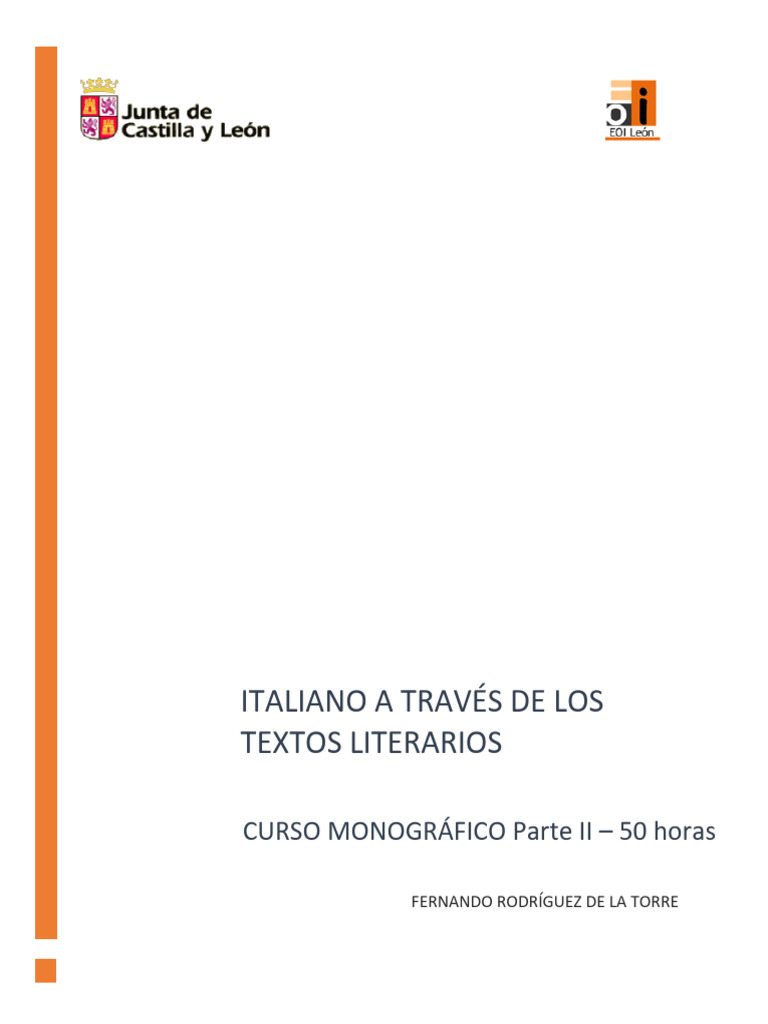 Italiano A Través de Los Textos Literarios Parte II, 50 Horas | PDF ...