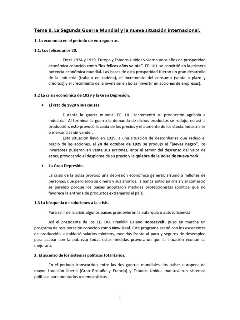 Tema 9. Causas y Consecuencias de La II Guerra Mundial | PDF