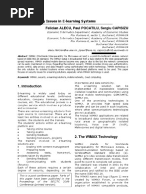 Wimax Security Issues In E Learning Systems Wi Max Cloud Computing