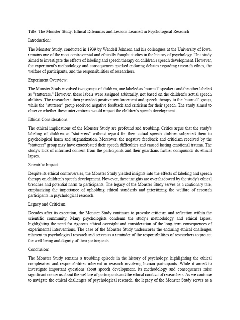 The Monster Study | PDF