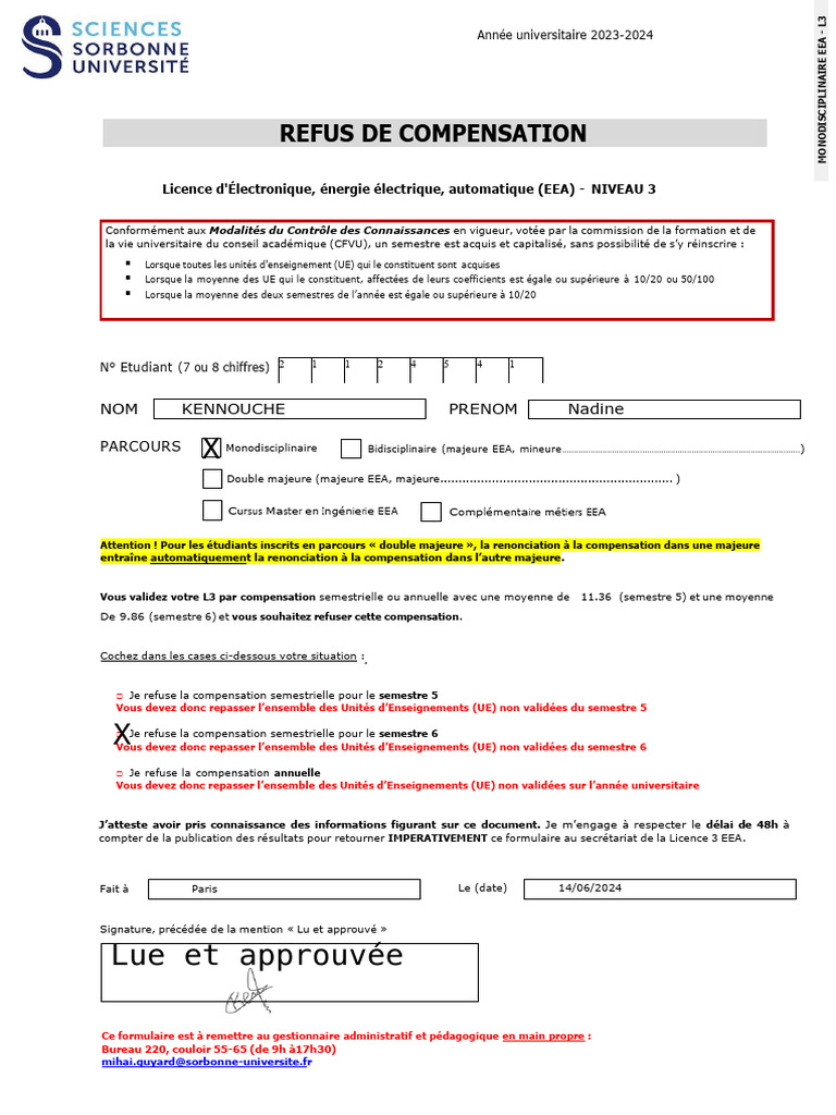 L3 EEA Compensation Refusal Form | PDF