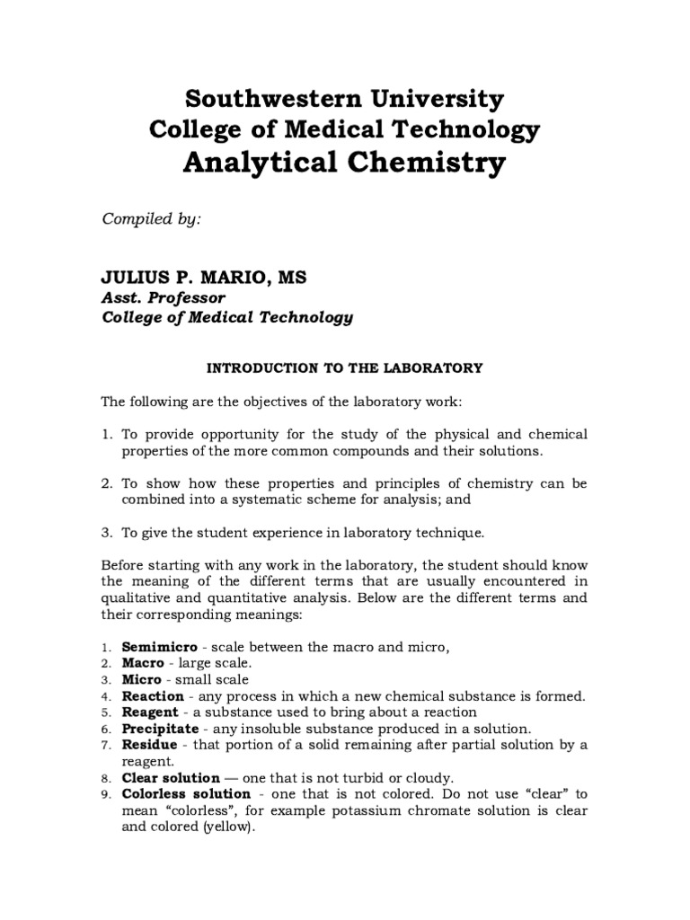 LAB NOTES Basics in Laboratory Operations July 2022 | PDF | Nitric Acid ...
