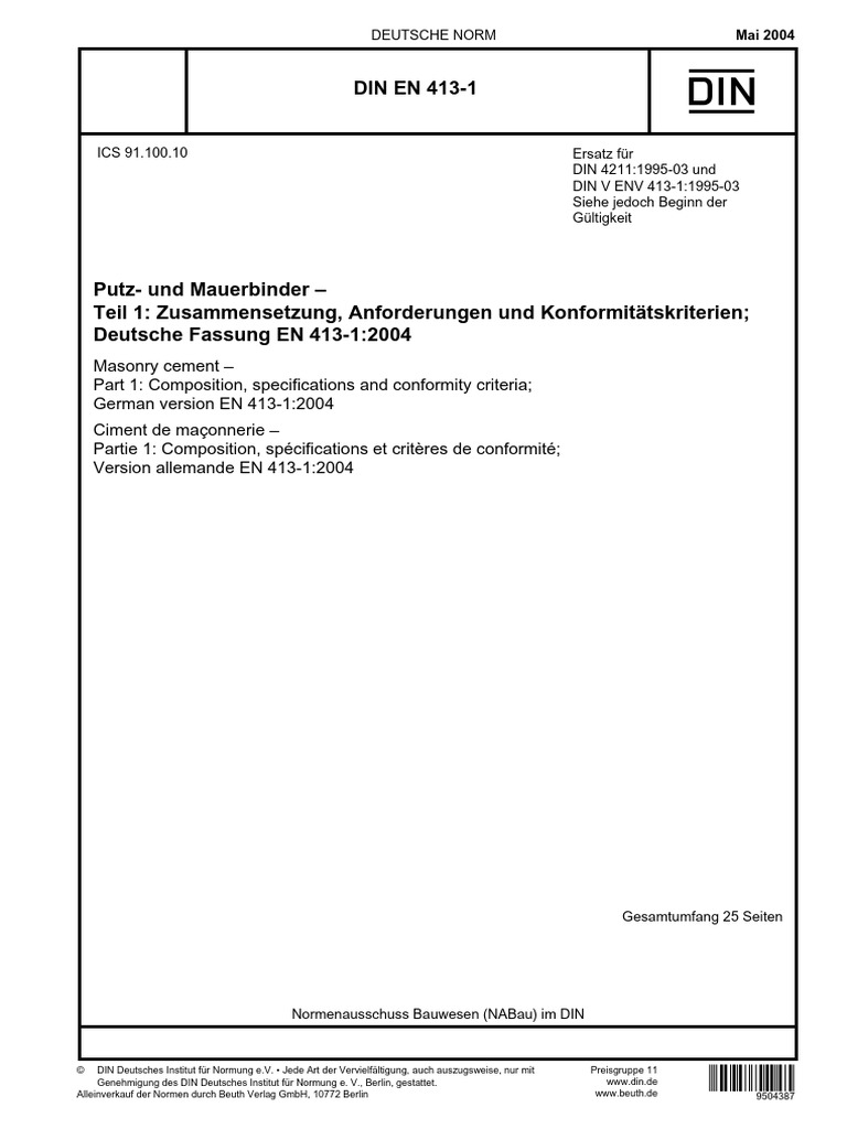 Din En 413 1 Pdf