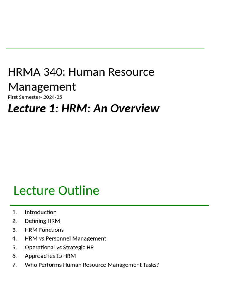 Chapter 1 An Overview | PDF | Human Resource Management | Human Resources