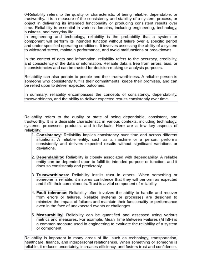 Reliability | PDF