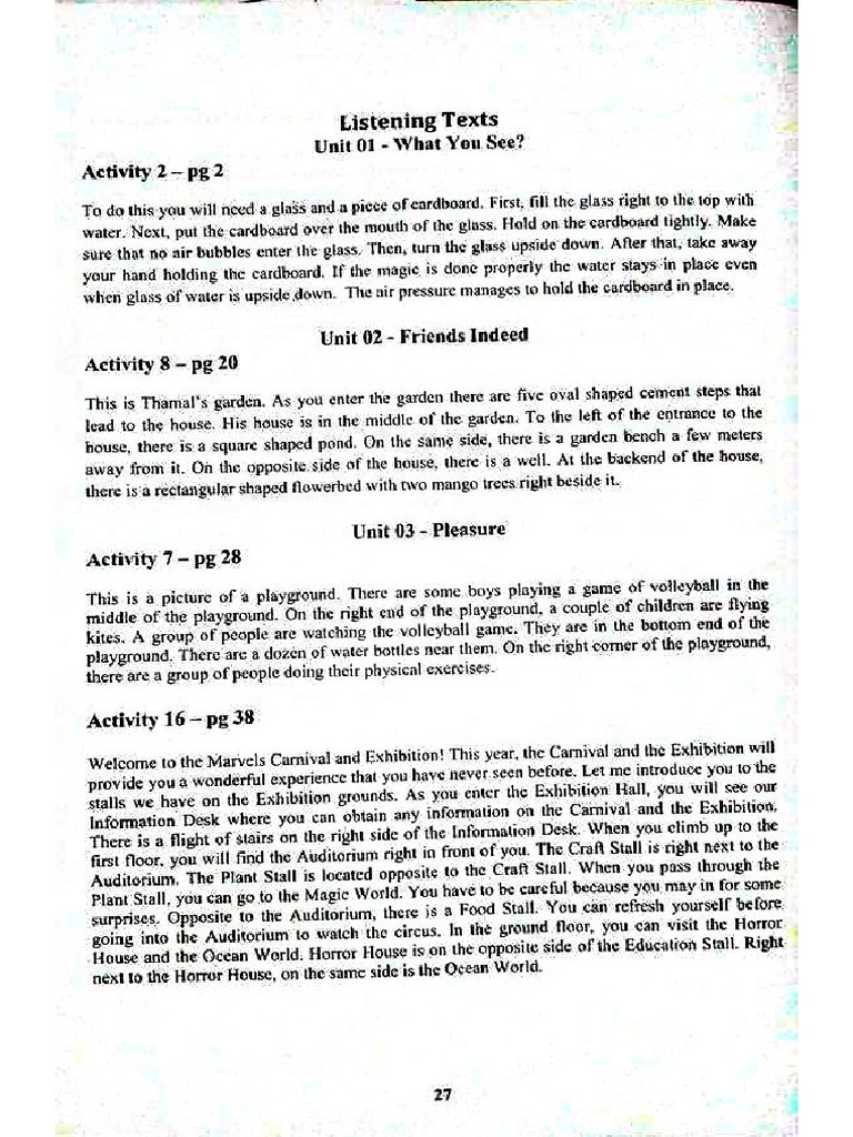English Grade 7 Listening Texts Pdf