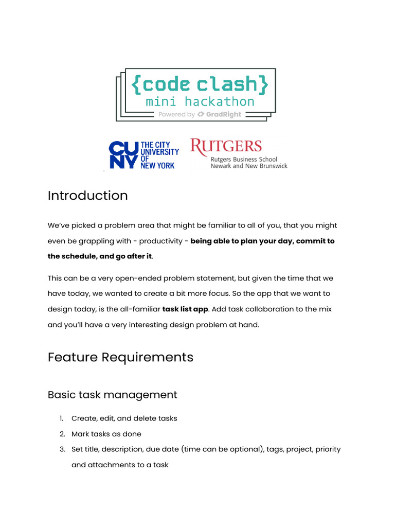 Code clash mini hackathon problem statement document pdf