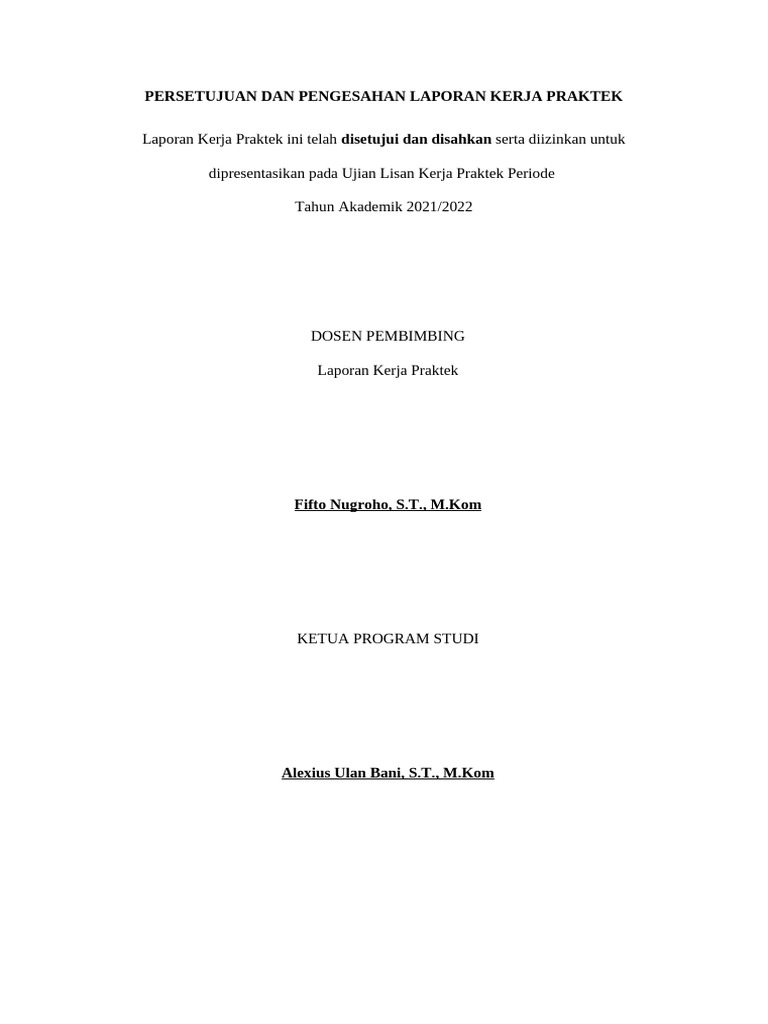 ISI LAPORAN KERJA PRAKTEK | PDF