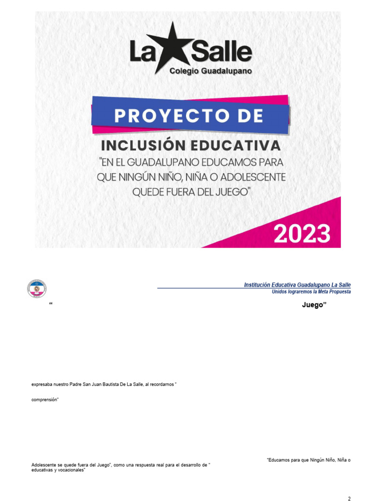 Proyecto de Inclusion Educativa | PDF | Invalidez | Plan de estudios