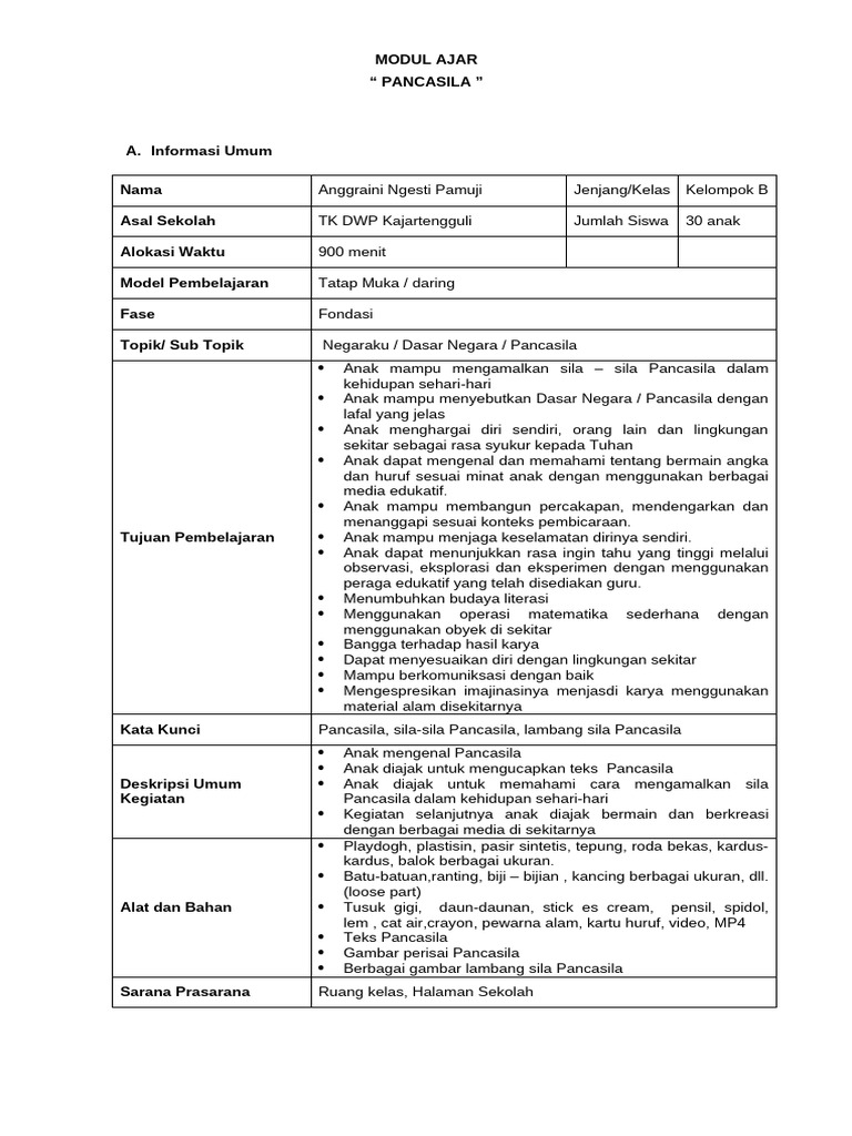 5-6 TH MODUL AJAR Aku Anak Indonesia | PDF