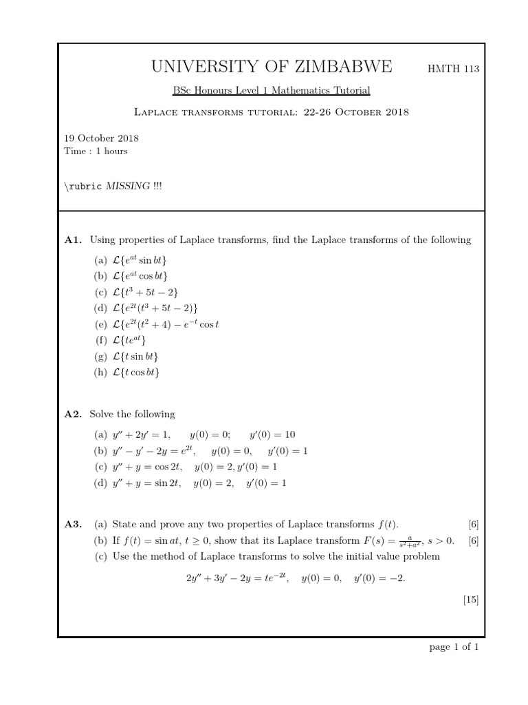 Laplace Transforms Tutorial Guide | PDF | Mathematics | Teaching ...