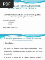 aula A Interdisciplinaridade e o Ensino de Química