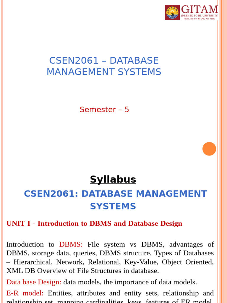 Module 1 - DBMS - PPT | PDF