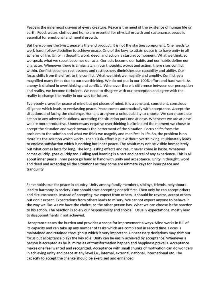Peace and Togetherness - para | PDF