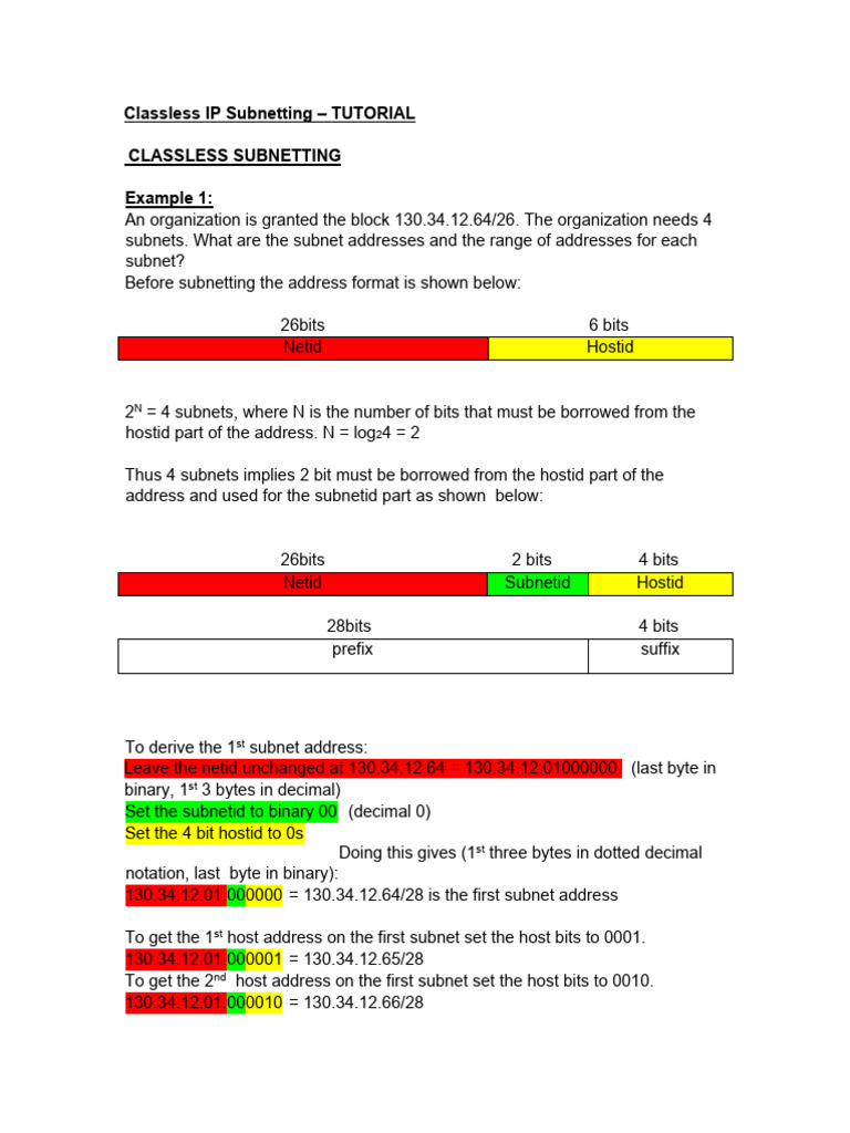Classless Subnet Tutorial-1 | PDF