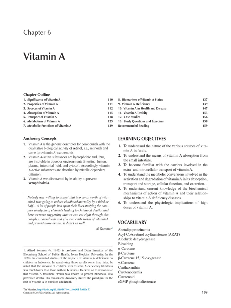 Chapter 6 - Vitamin A - 2017 - The Vitamins | PDF
