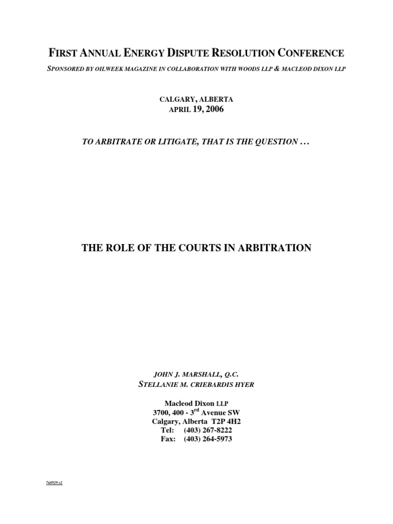 Role of Courts in Arbitration Process | PDF | Arbitral Tribunal ...