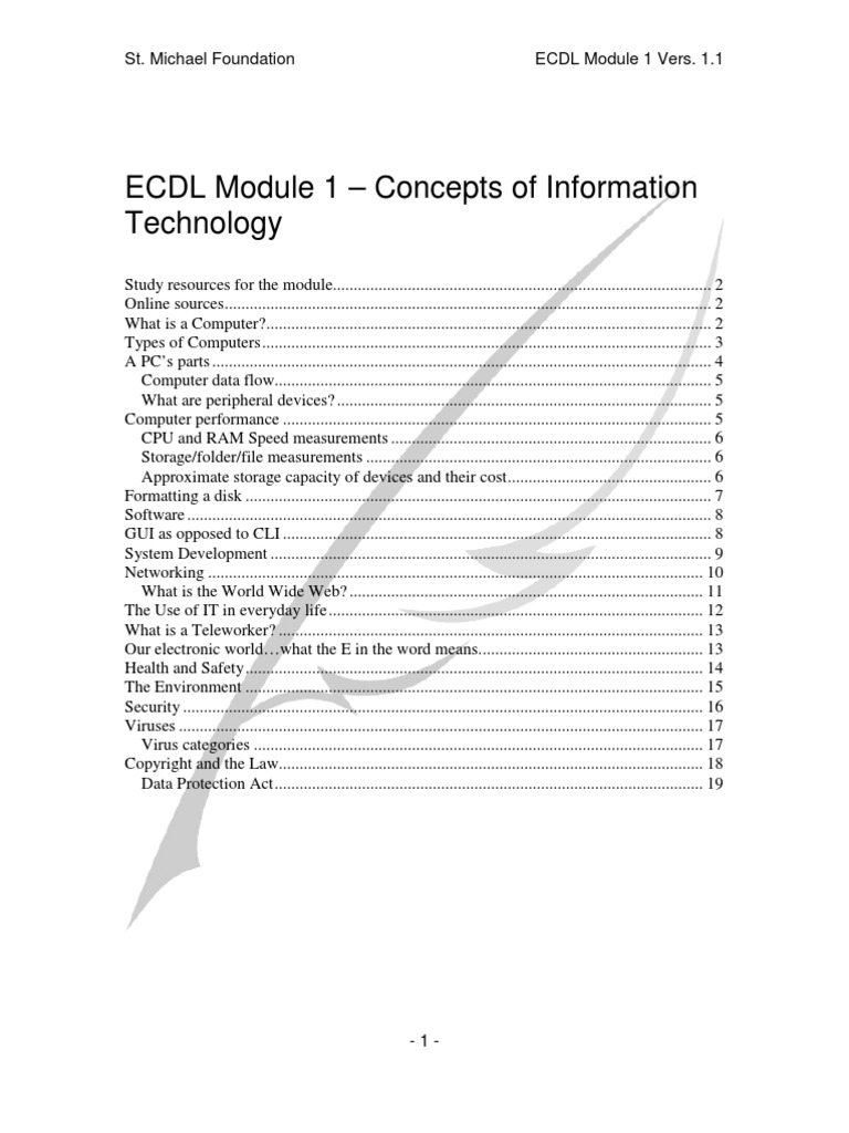 Icdl module 1 notes pdf