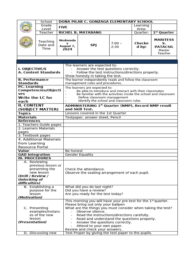 Dlp Diagnostic Test 1 Pdf