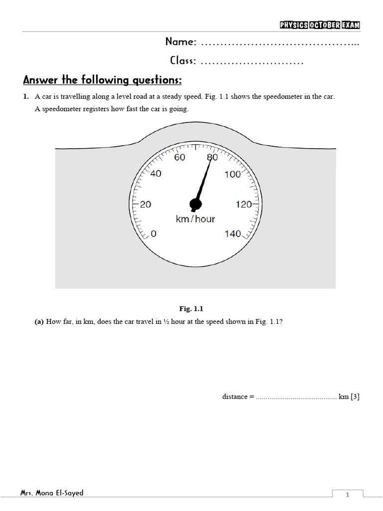 October Exam | PDF | Force | Mass