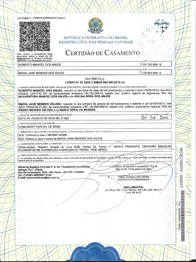 Certidão de Casamento | PDF