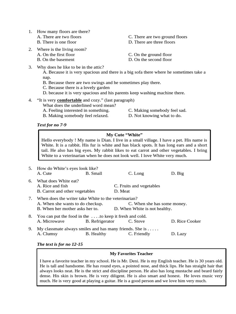 Comfortable: Text For No 7-9 | PDF