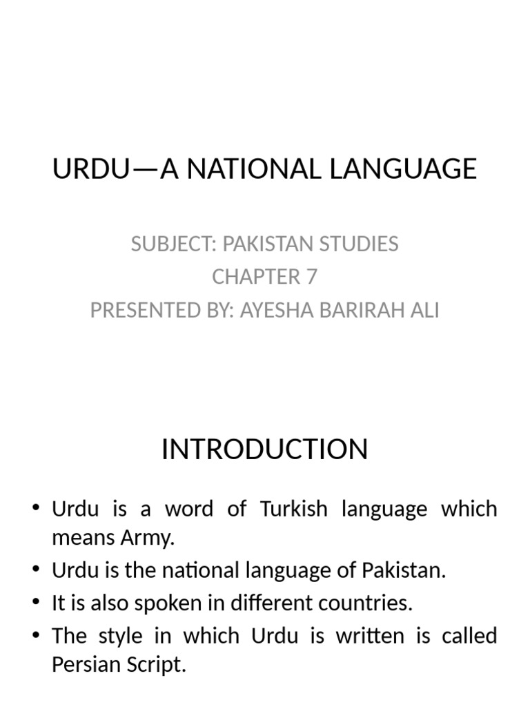 Urdu-A National Language | PDF
