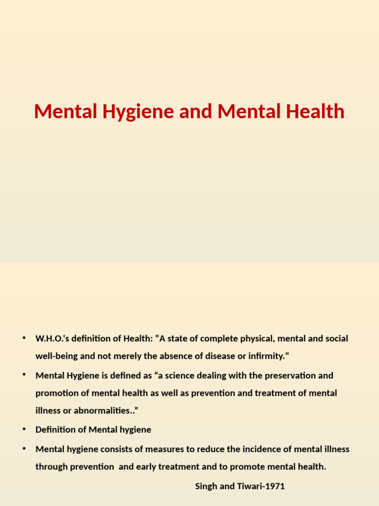 Mental Health and Hygiene | PDF | Mental Health | Mental Disorder