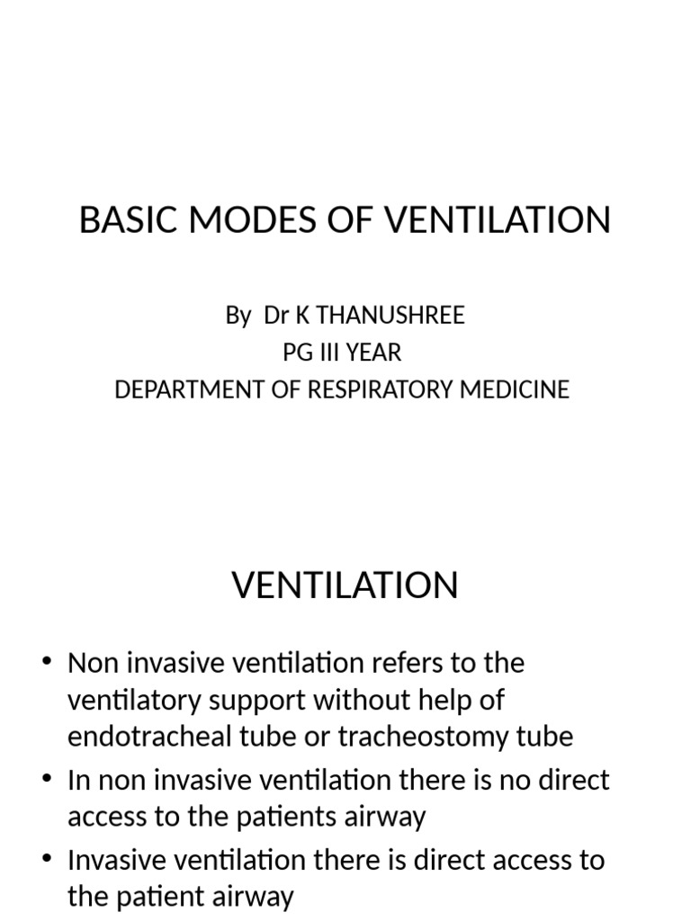 Basic Modes of Ventilator | PDF