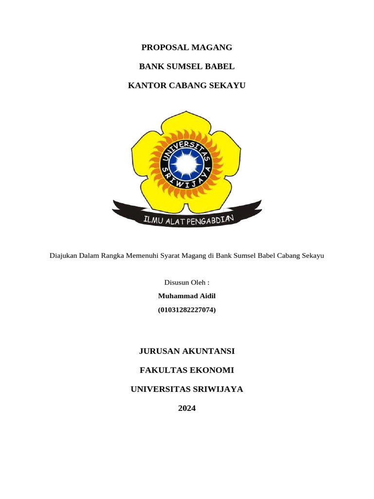 Proposal Permohonan Magang Bank Sumsel Babel | PDF