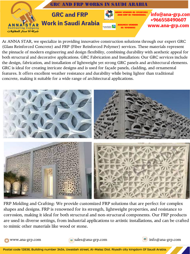 GRC and FRP WORK IN Saudi Arabia | PDF