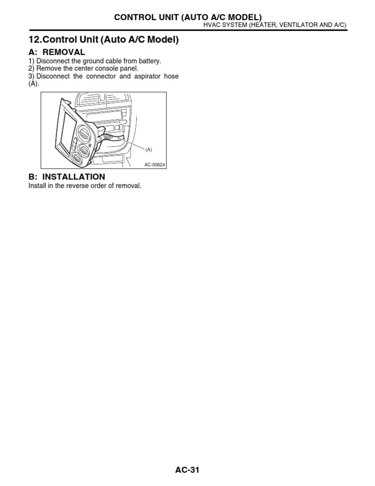 HVAC Control Unit Removal & Installation Guide | PDF | Technology ...