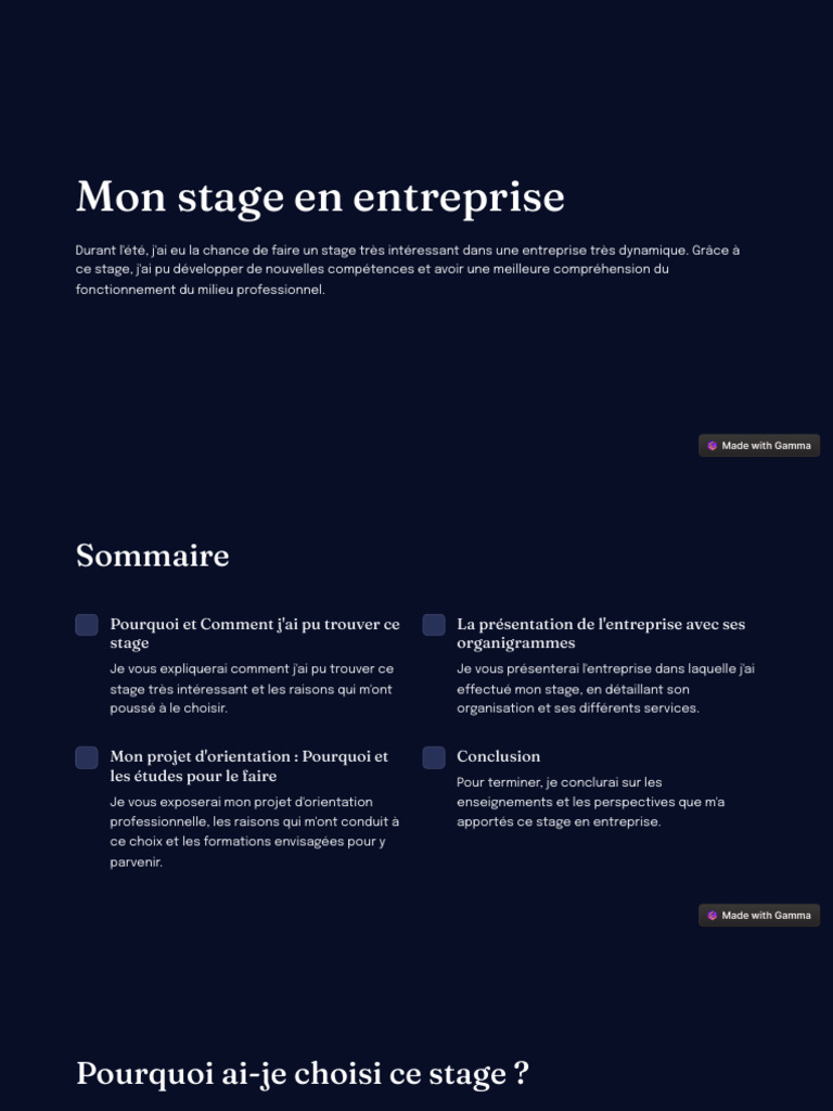 Mon Stage en Entreprise | PDF