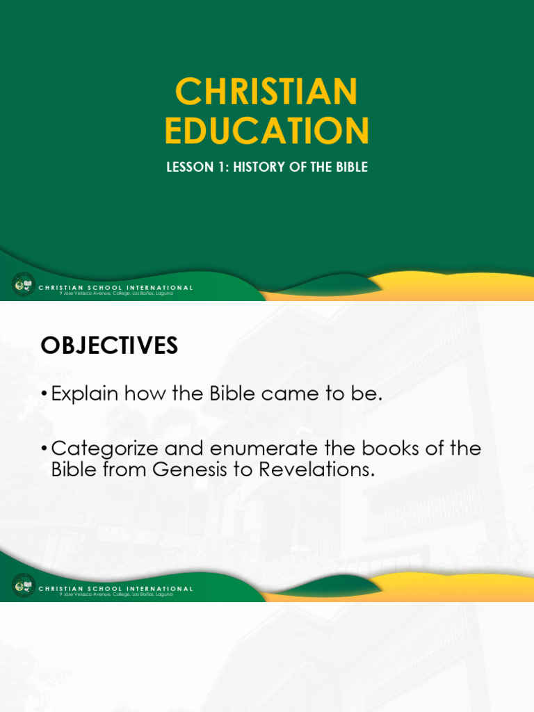 Ce lesson 1 the history of the bible pdf