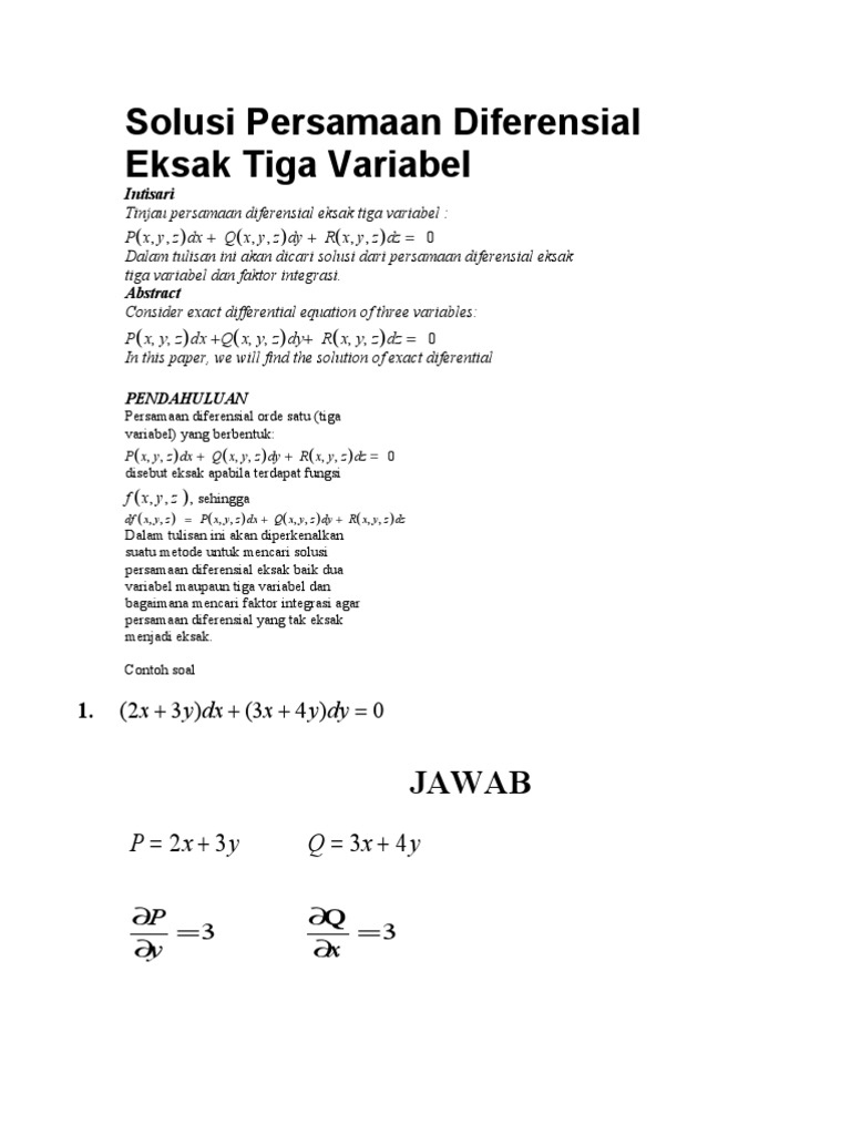 Solusi Persamaan Diferensial