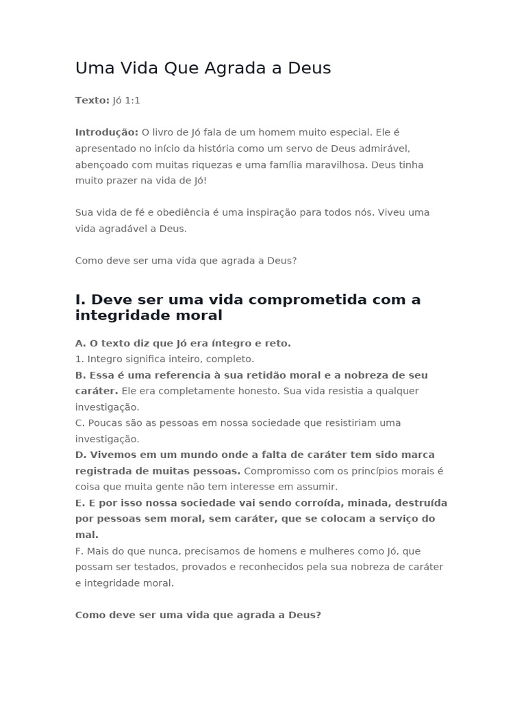 Uma Vida Que Agrada A Deus Pdf