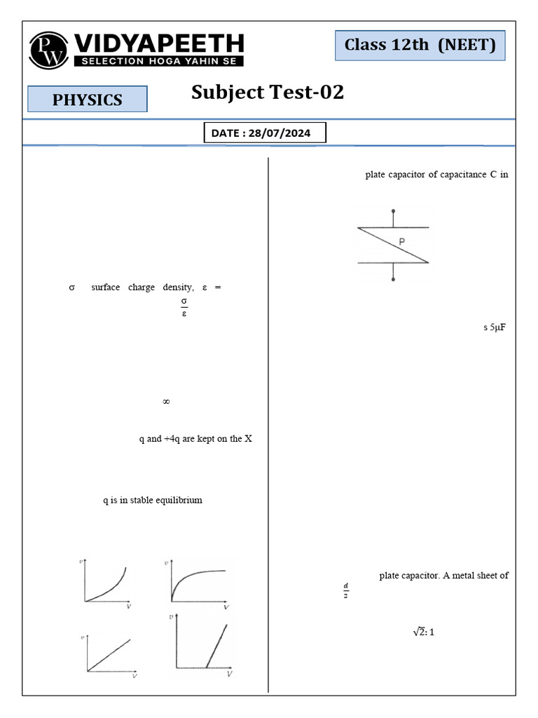 Subjective Test - 02 - Test Paper (Physics) | PDF