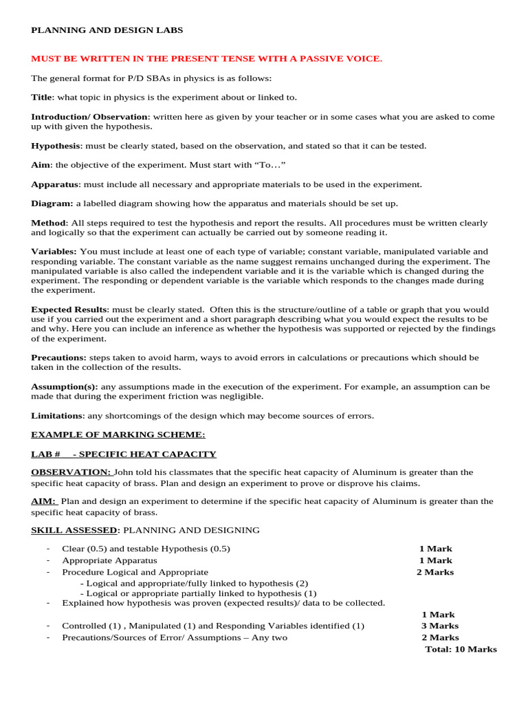 How To Write Up A Plan - and - Design - Lab - 2023 | PDF | Experiment ...
