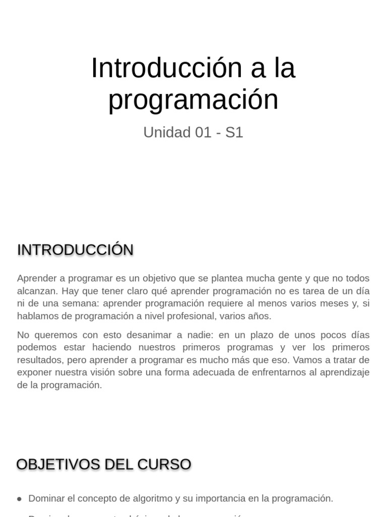 Unidad 01 - Introducción A La Programación | PDF