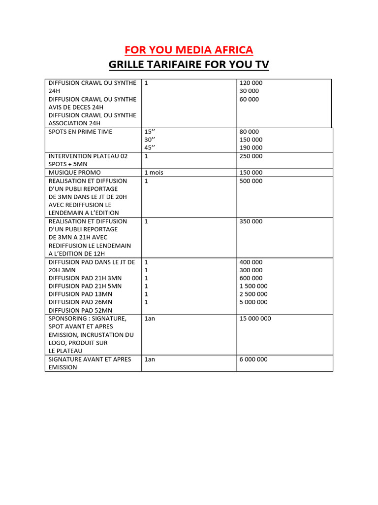 Pricing pdf