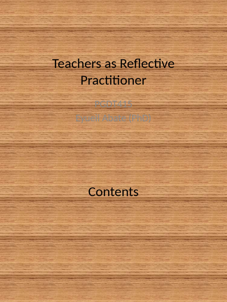 Understanding Teacher Reflection Practices | PDF | Teachers | Career ...