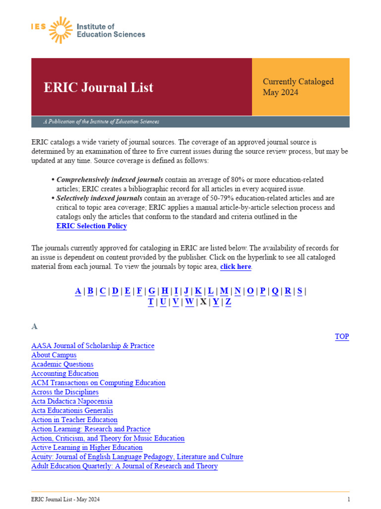 ERIC Journal List PDF
