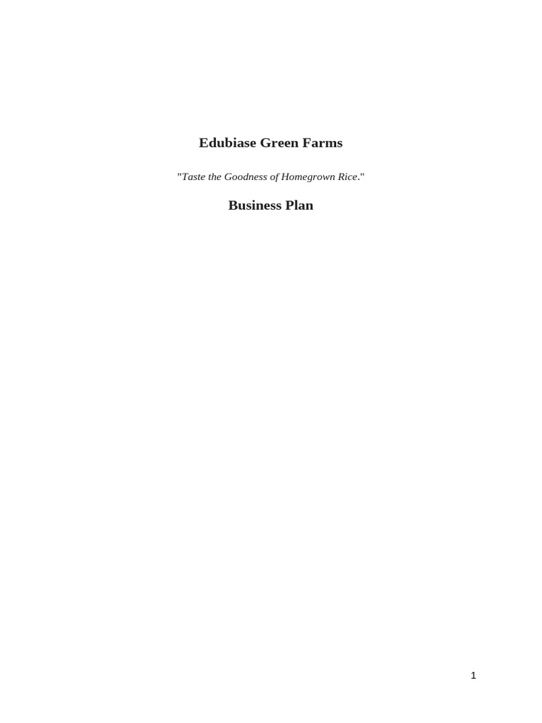 Edubiase Green Farms Business Plan - Draft 1 | PDF