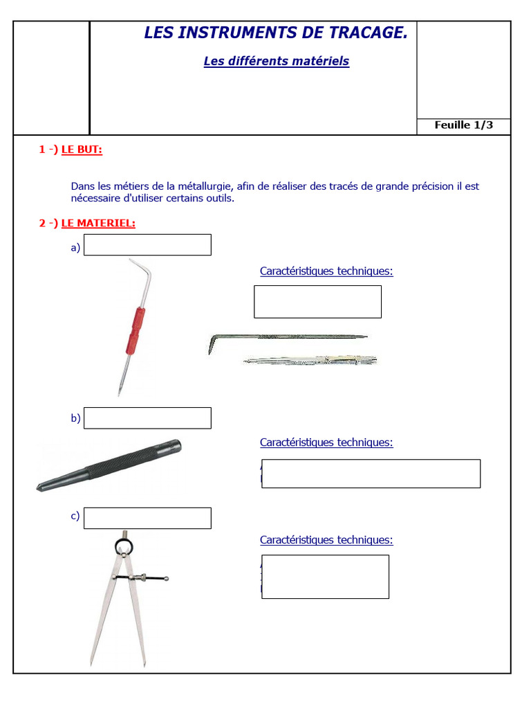 Instruments de Traçage en Métallurgie | PDF | Matériaux de construction ...