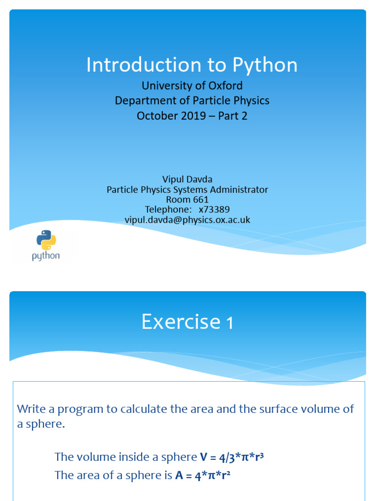 Oxford University Notes Python | PDF