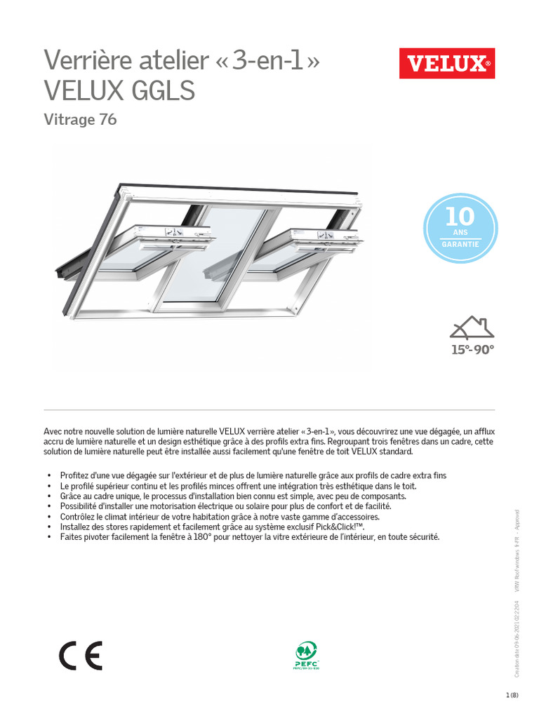 Verriere en X CM Velux 1511832 Techsheet | PDF