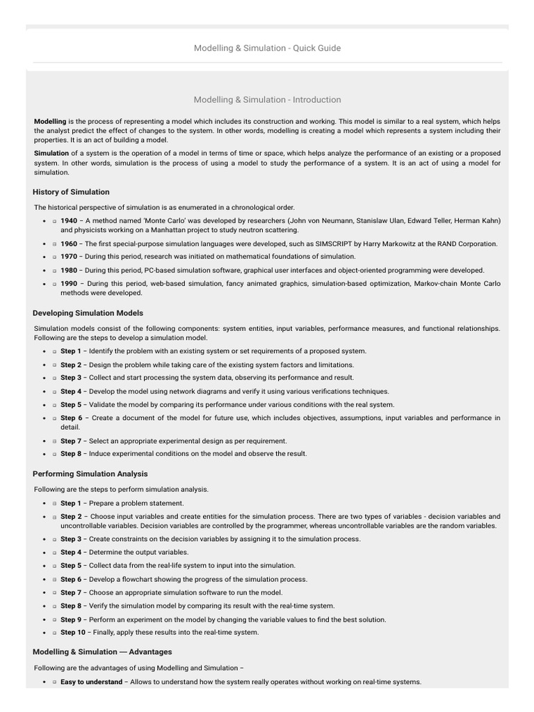 Modelling & Simulation - Quick Guide - 1641716112921 | PDF | Conceptual ...
