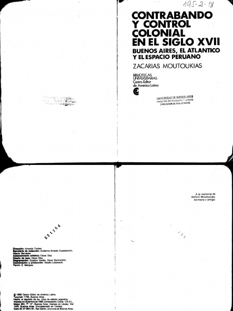 Moutoukias Zacarias, Contrabando y Espacio Colonial en El Siglo XVII ...