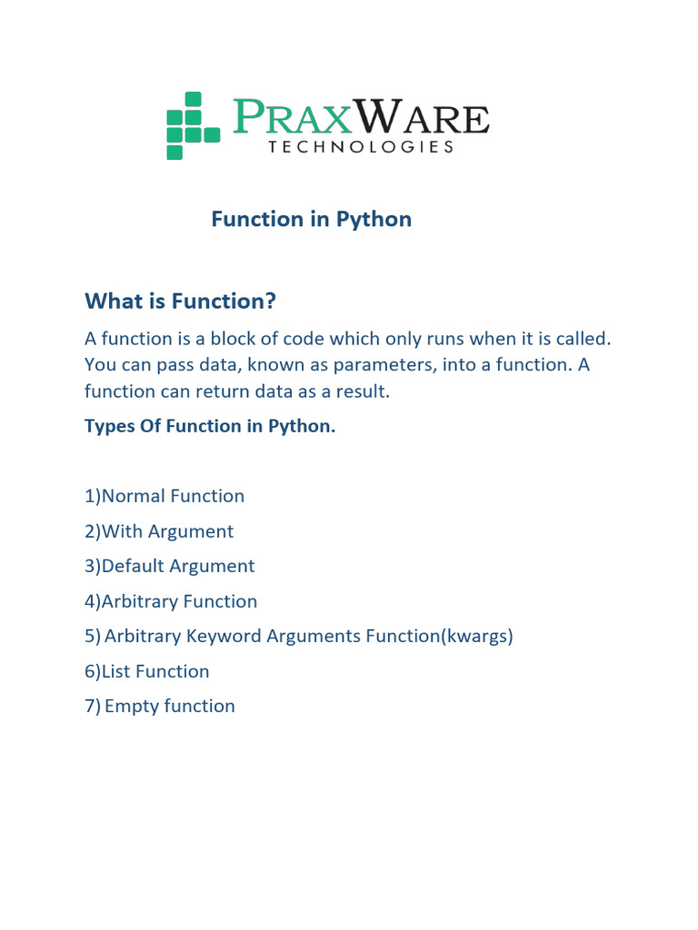 Function in Python | PDF